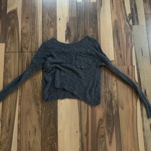 cropped grey sweater w/ pocket